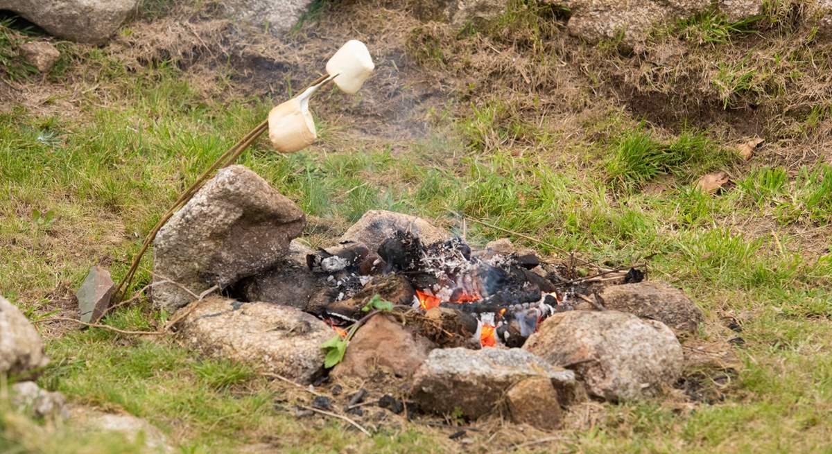 It wouldn't be a glamping trip without toasting marshmallows over the fire-pit. 