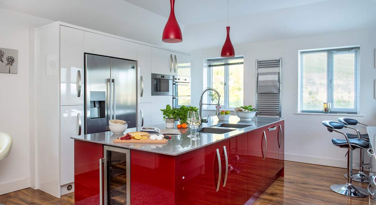 You can all help prepare holiday meals around the kitchen island.