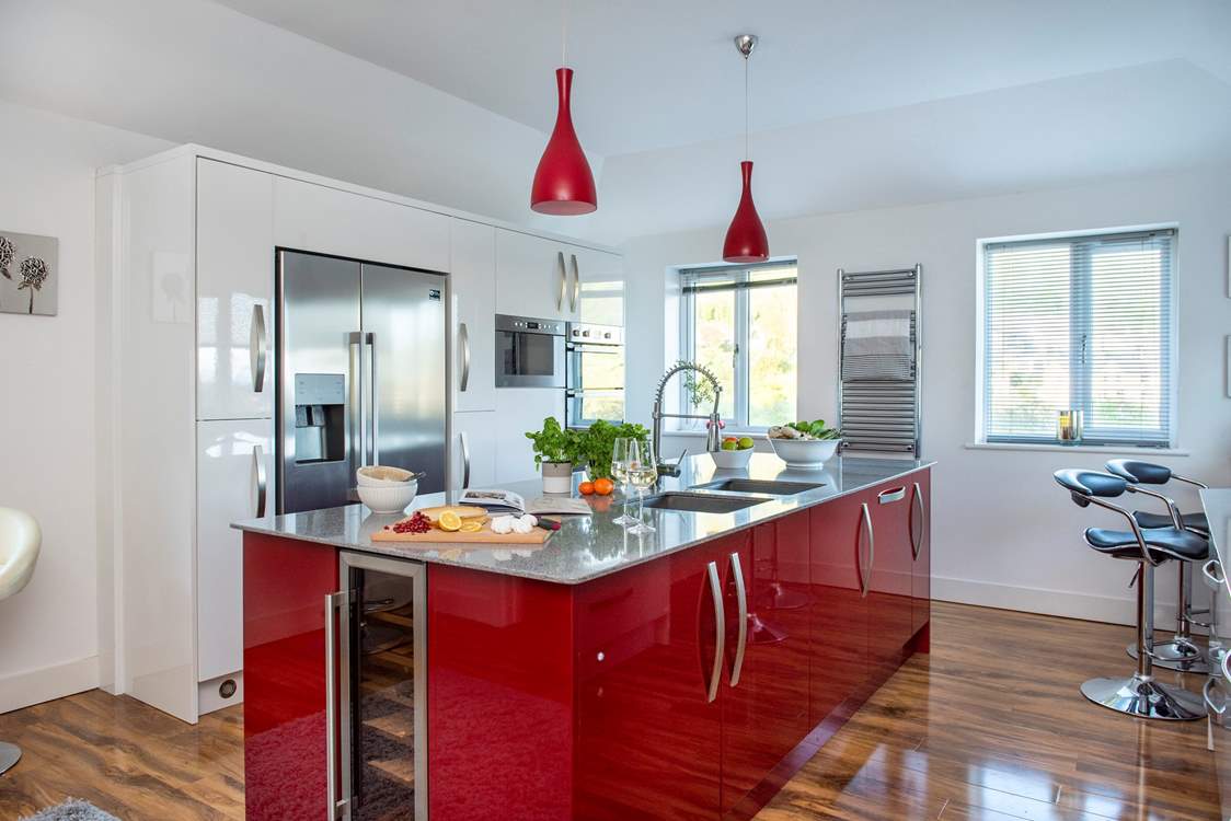 You can all help prepare holiday meals around the kitchen island.