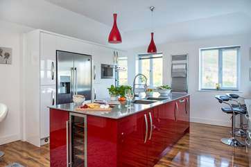 You can all help prepare holiday meals around the kitchen island.