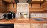 The sturdy wooden worktop is perfect for preparing delicious meals. - Thumbnail Image