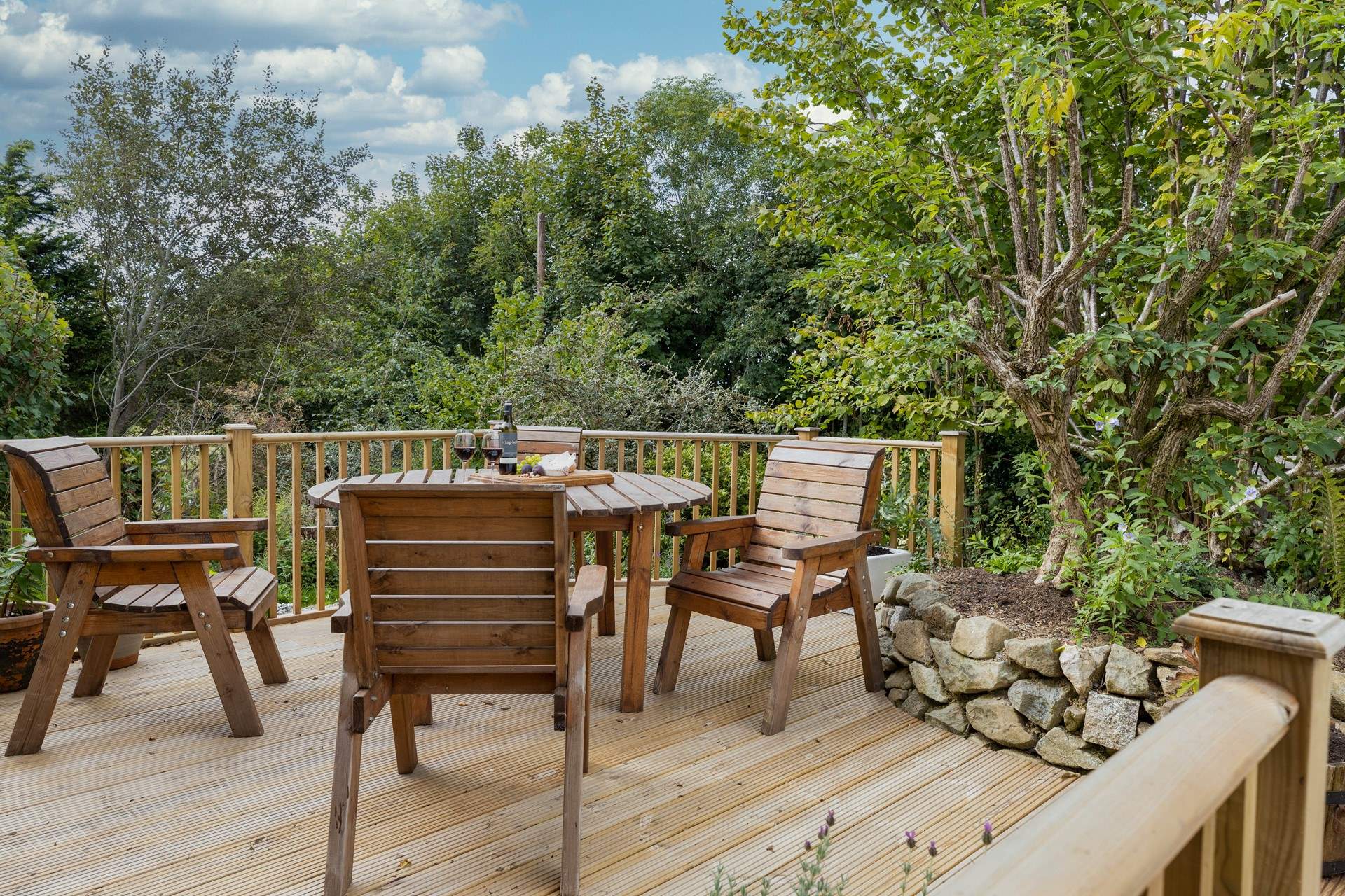 Welcome to Little Oaks at the end of the day enjoy the private decking area the perfect tranquil spot to soak up the sunshine.