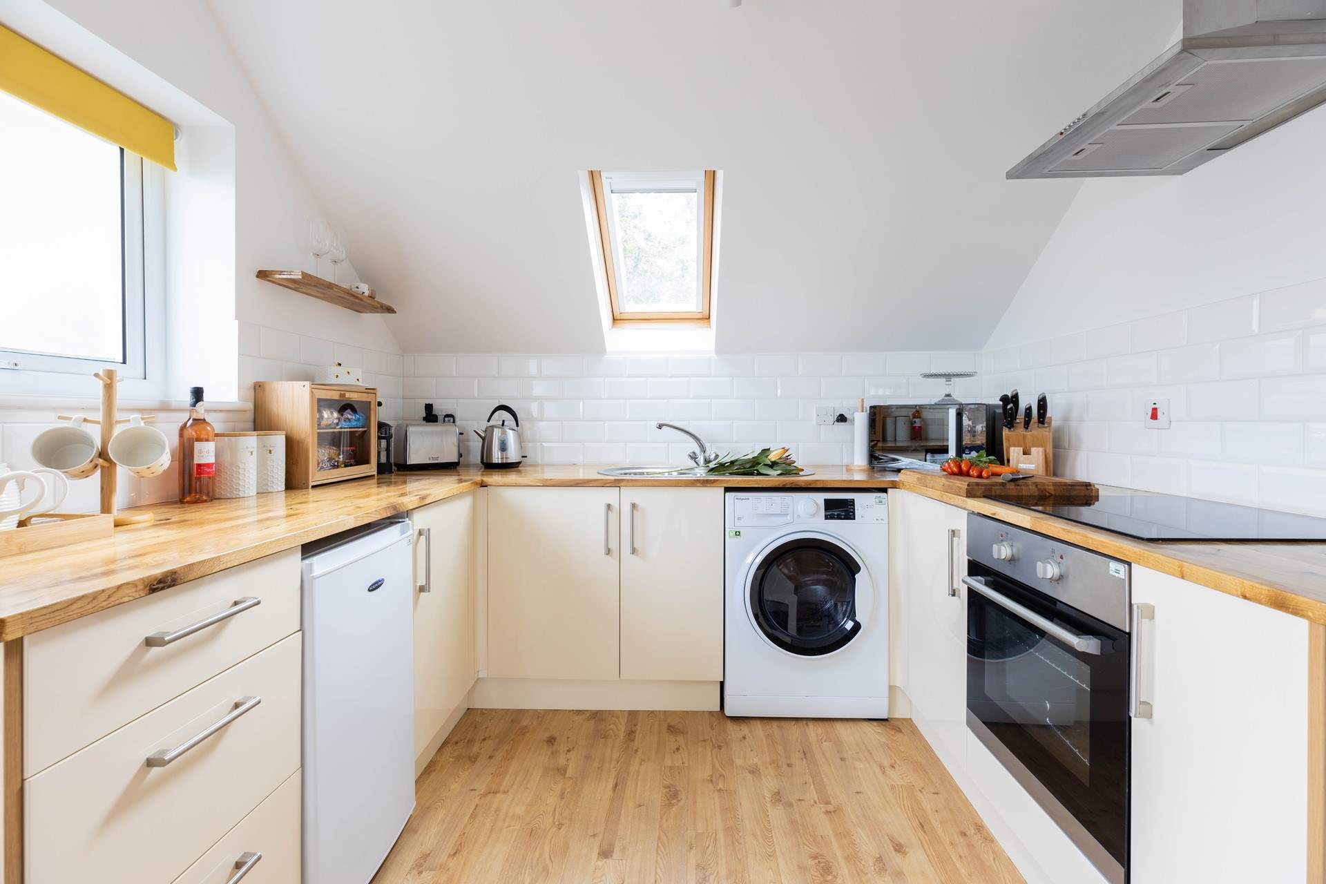 The well-equipped kitchen offers the perfect spot to cook up a feast.