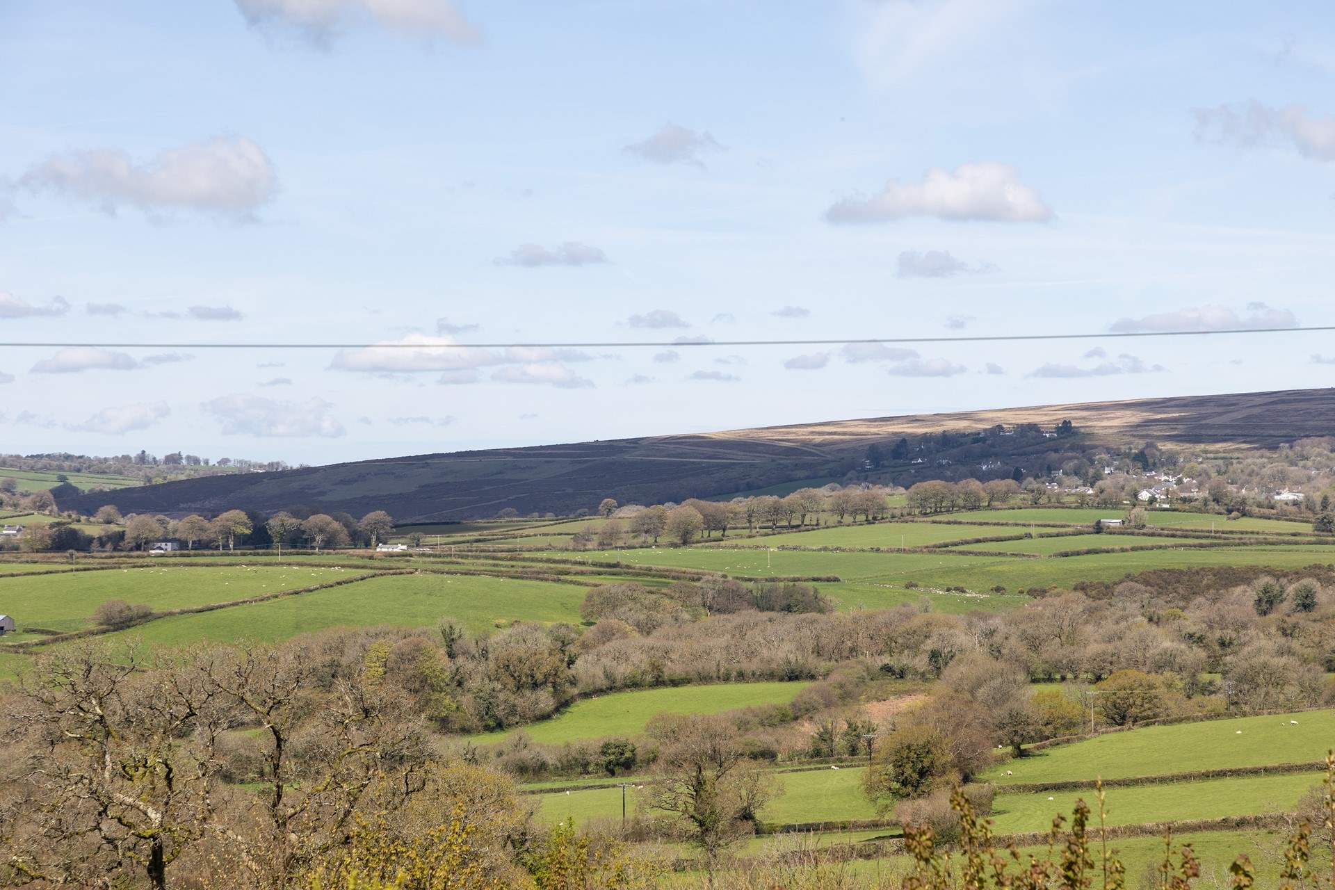 Looking across the fields to Dartmoor from your holiday abode.
