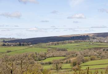 Looking across the fields to Dartmoor from your holiday abode.
