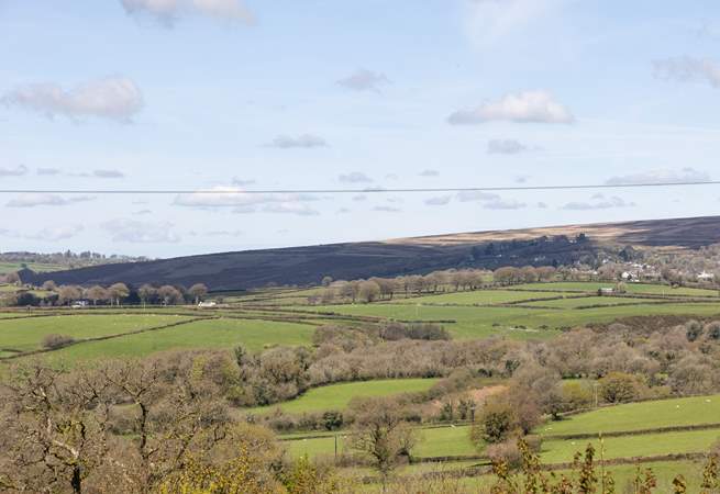 Looking across the fields to Dartmoor from your holiday abode.