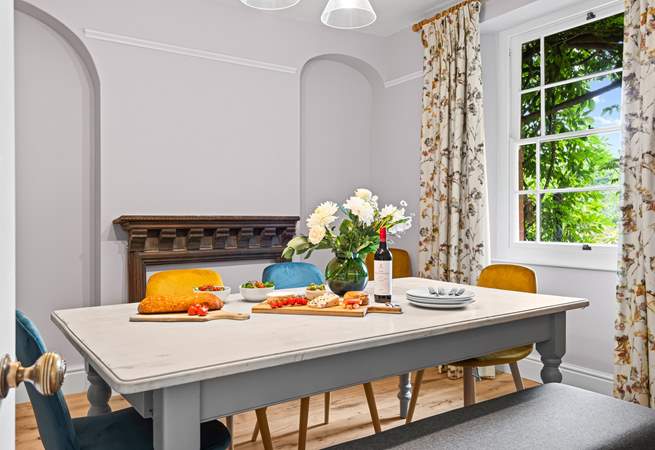 Gather together for cheese and wine in the dining-room.