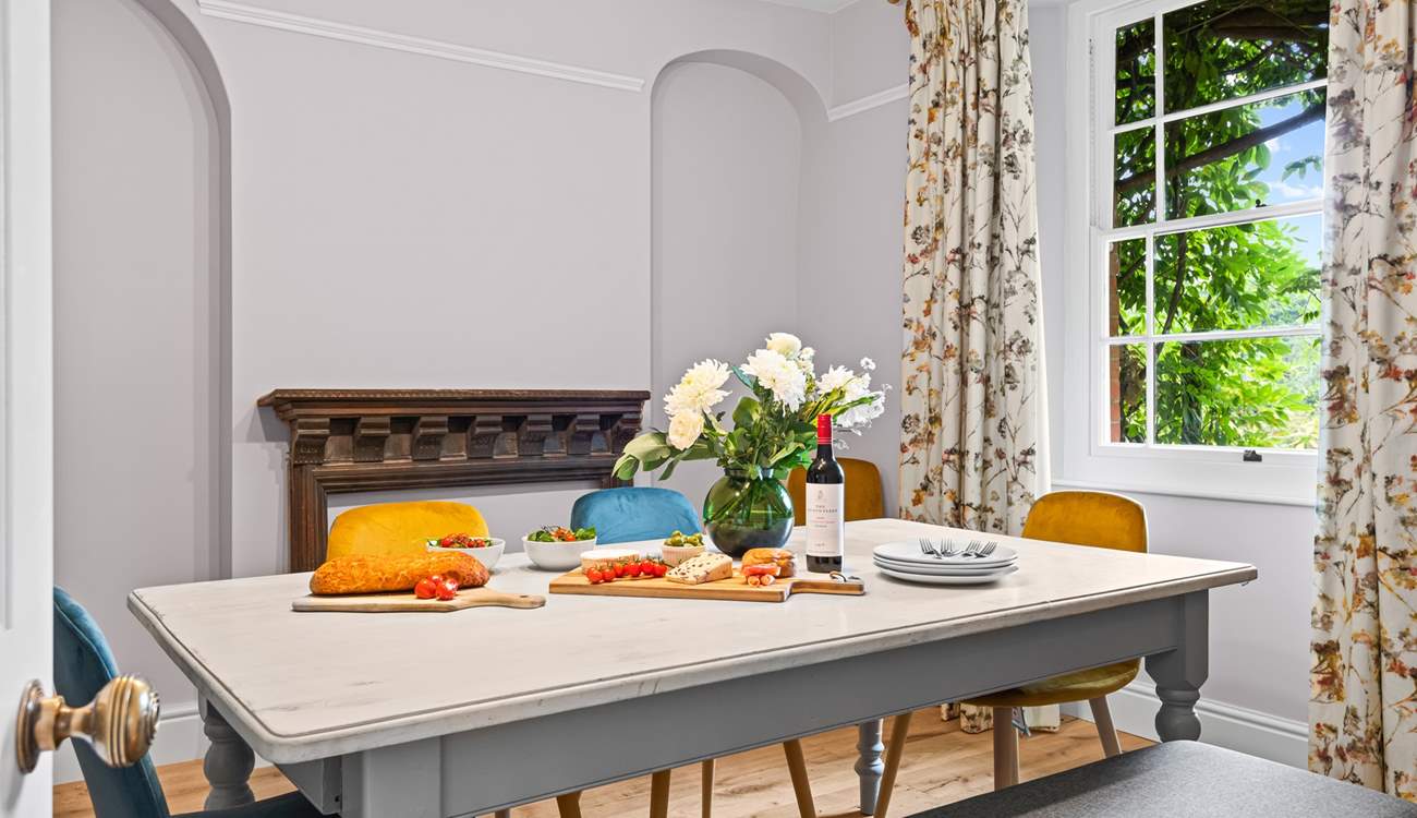 Gather together for cheese and wine in the dining-room.