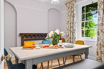 Gather together for cheese and wine in the dining-room.