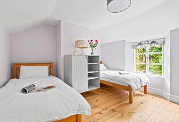 Bedroom 4 is a pretty twin room.