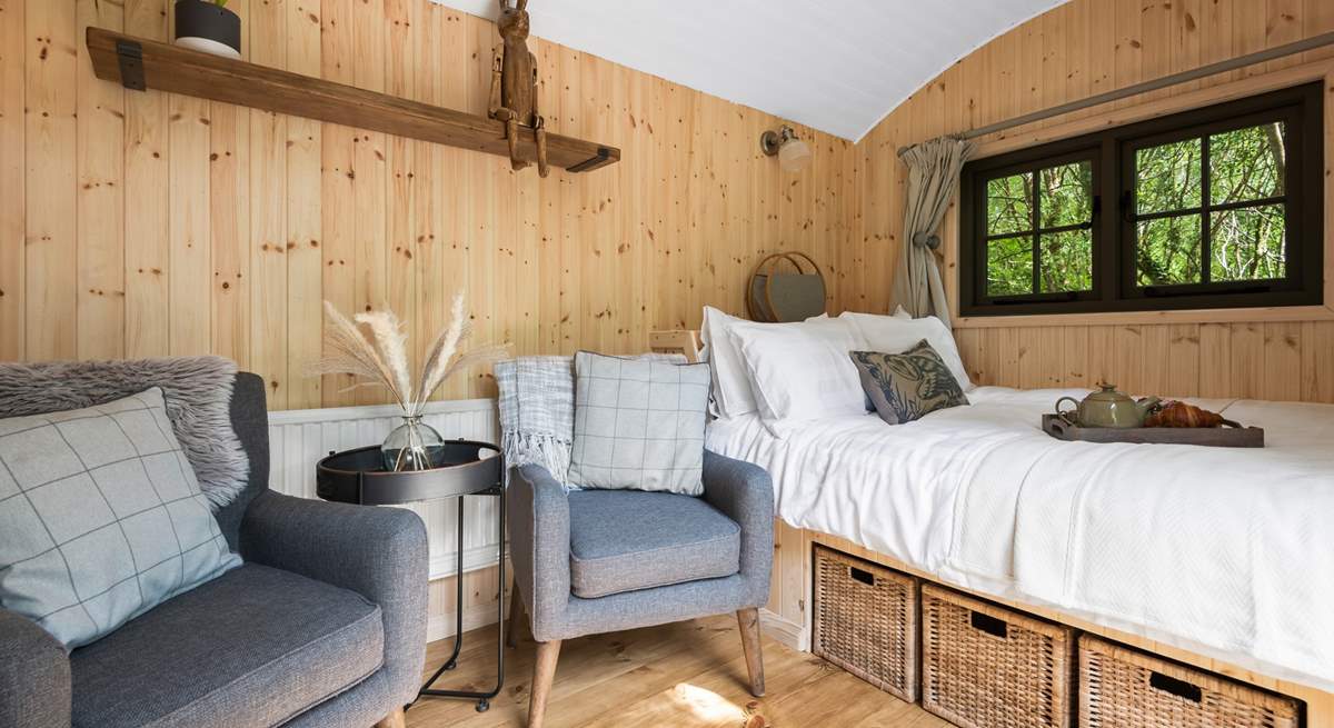 The shepherd's hut is beautifully crafted.