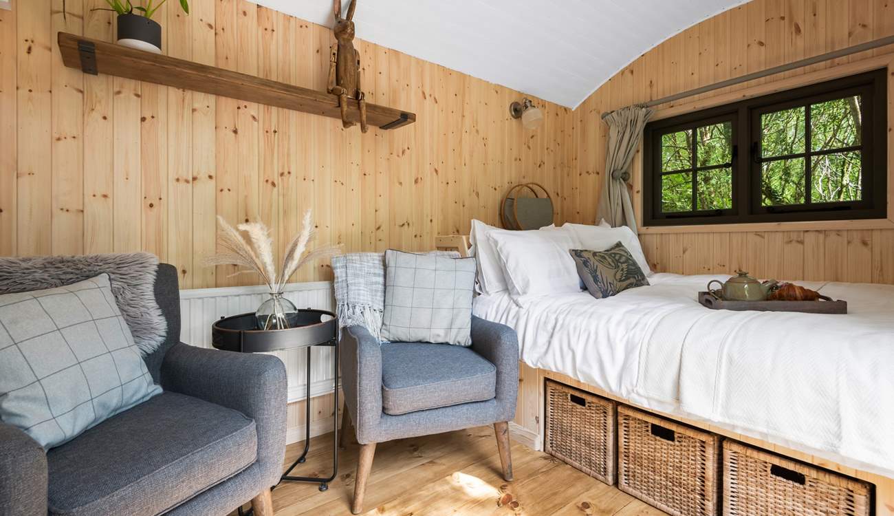 The shepherd's hut is beautifully crafted.