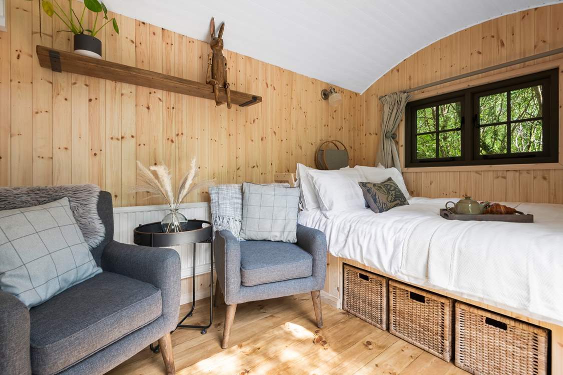 The shepherd's hut is beautifully crafted.