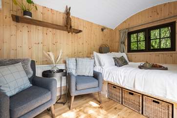 The shepherd's hut is beautifully crafted.