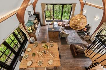 The triple aspect windows look out onto the tranquil countryside.