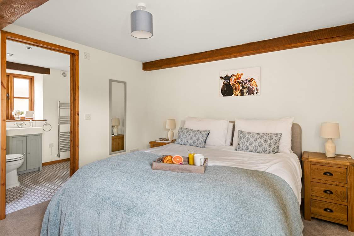 Bedroom 1 has a sumptuous king-size bed.