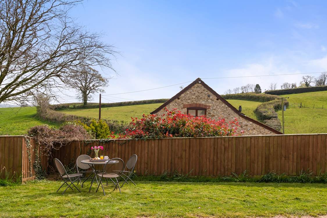 The shared outside space opposite Lower Barn.