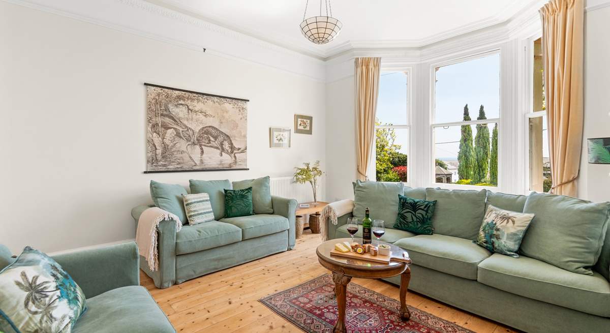 The light and airy sitting-room is a superb place to relax and take in the views.