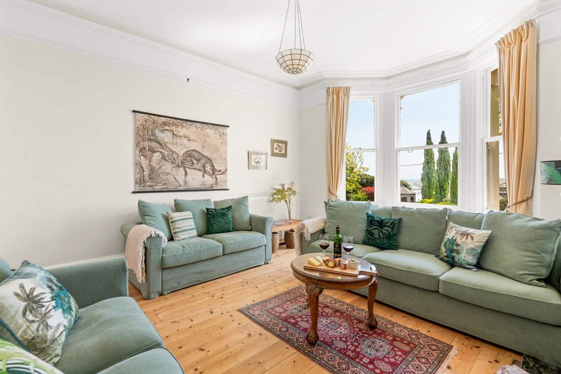 The light and airy sitting-room is a superb place to relax and take in the views.