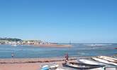 Standing on Shaldon beach, looking back at Teignmouth shoreline. - Thumbnail Image