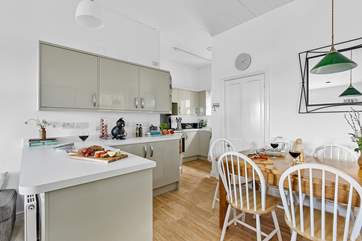 The gorgeous open kitchen/diner is perfect for sociable dining.