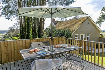 Lavender Lodge has both a private raised deck and an enclosed grassed area.