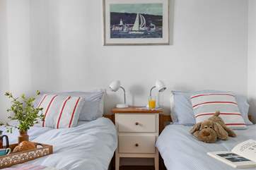 The ground floor bedroom with ‘zip and link’ (super-king or twin) beds