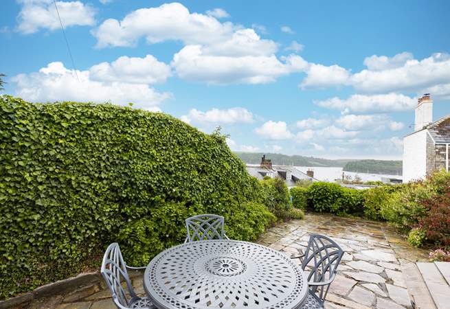 The front patio shares the same stunning view over the harbour and beyond to Place and St. Anthony headland.