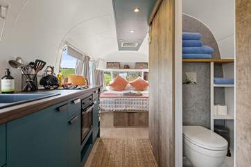 The retro shell houses a spacious interior for two.