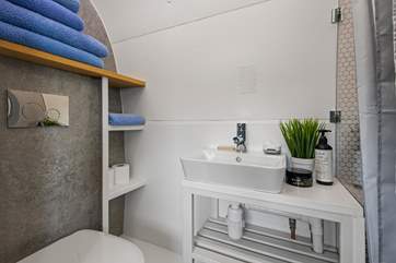 The Airstream also comes equipped with a beautifully finished shower-room.