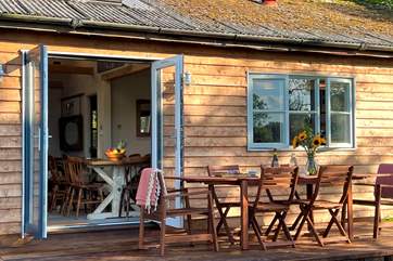 Step outside to dine in warmer weather or indoors in cooler months.