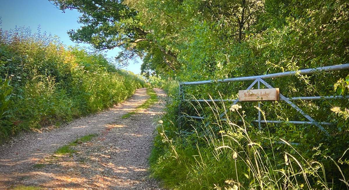 The private lane leads to St Hubert's Lodge and Underwood Cabin.