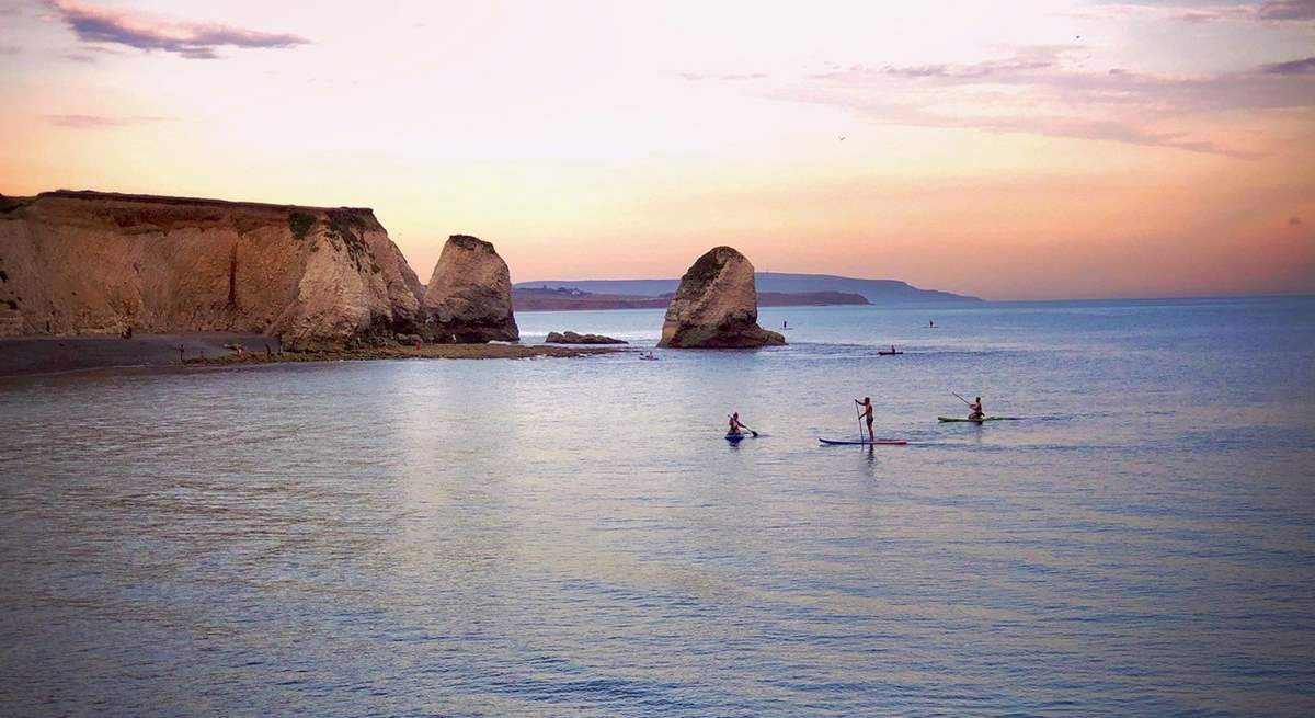 Freshwater Bay in West Wight is renowned for clear waters and stunning scenery.