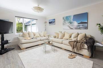 Unwind on the inviting sofas.