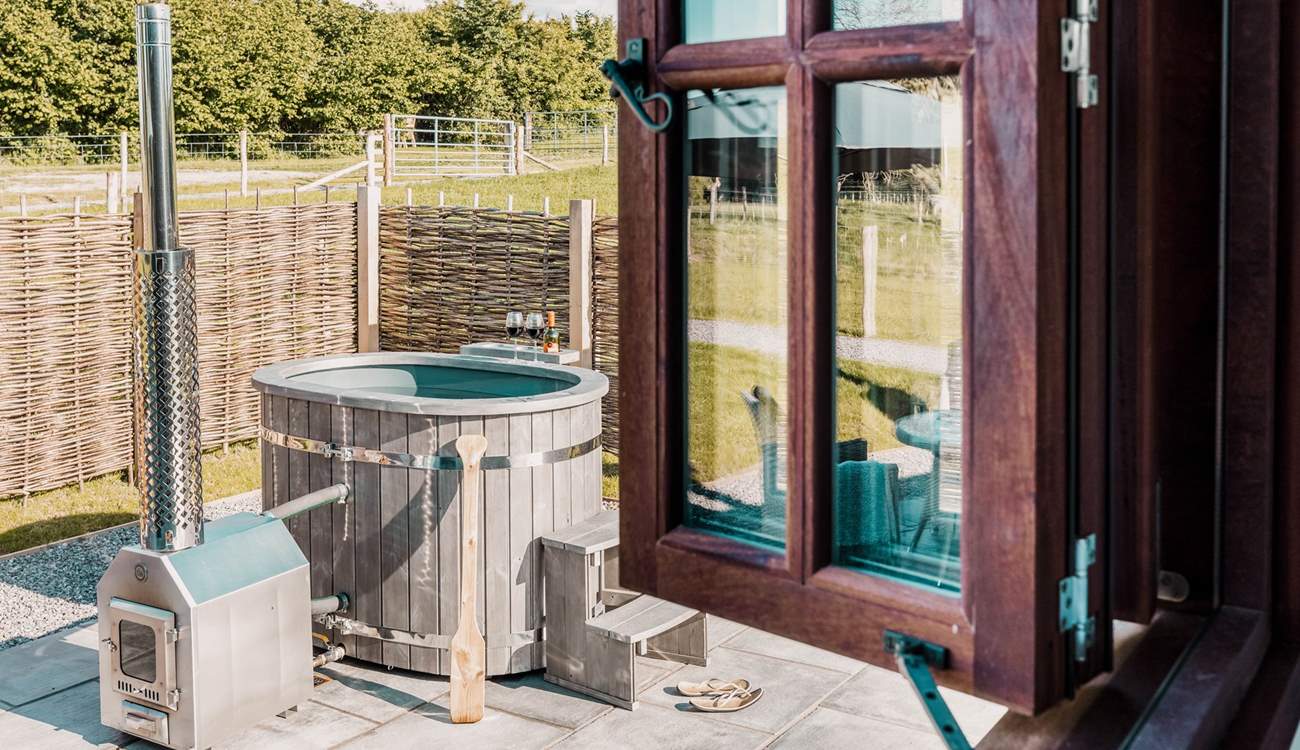 The wood-fired hot tub is a dream.