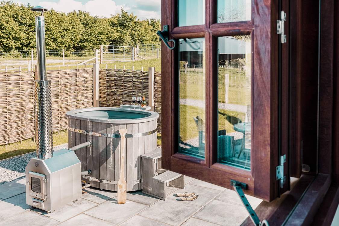 The wood-fired hot tub is a dream.