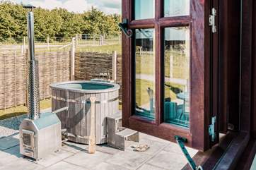 The wood-fired hot tub is a dream.