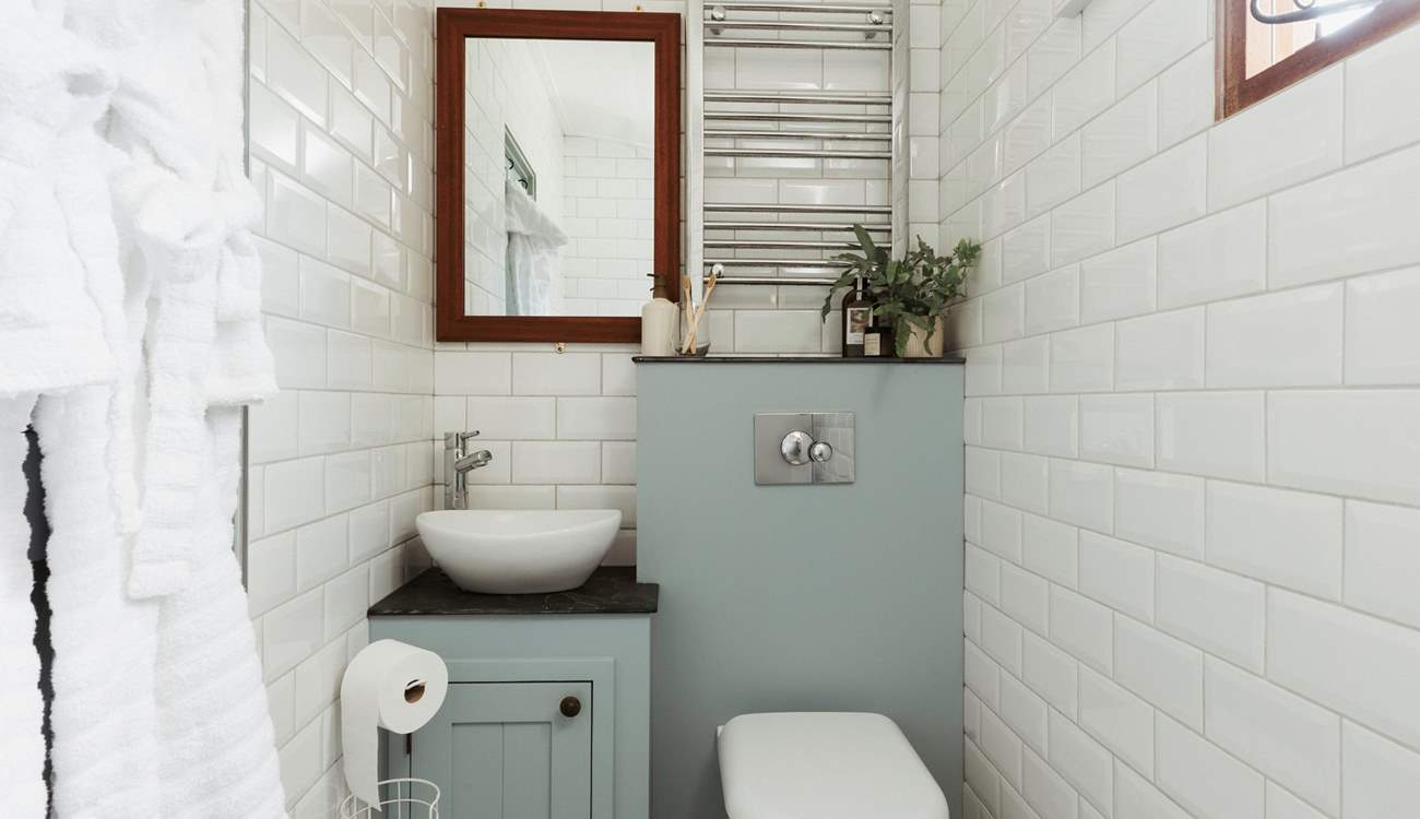The chic shower-room is just the spot for freshening up. 