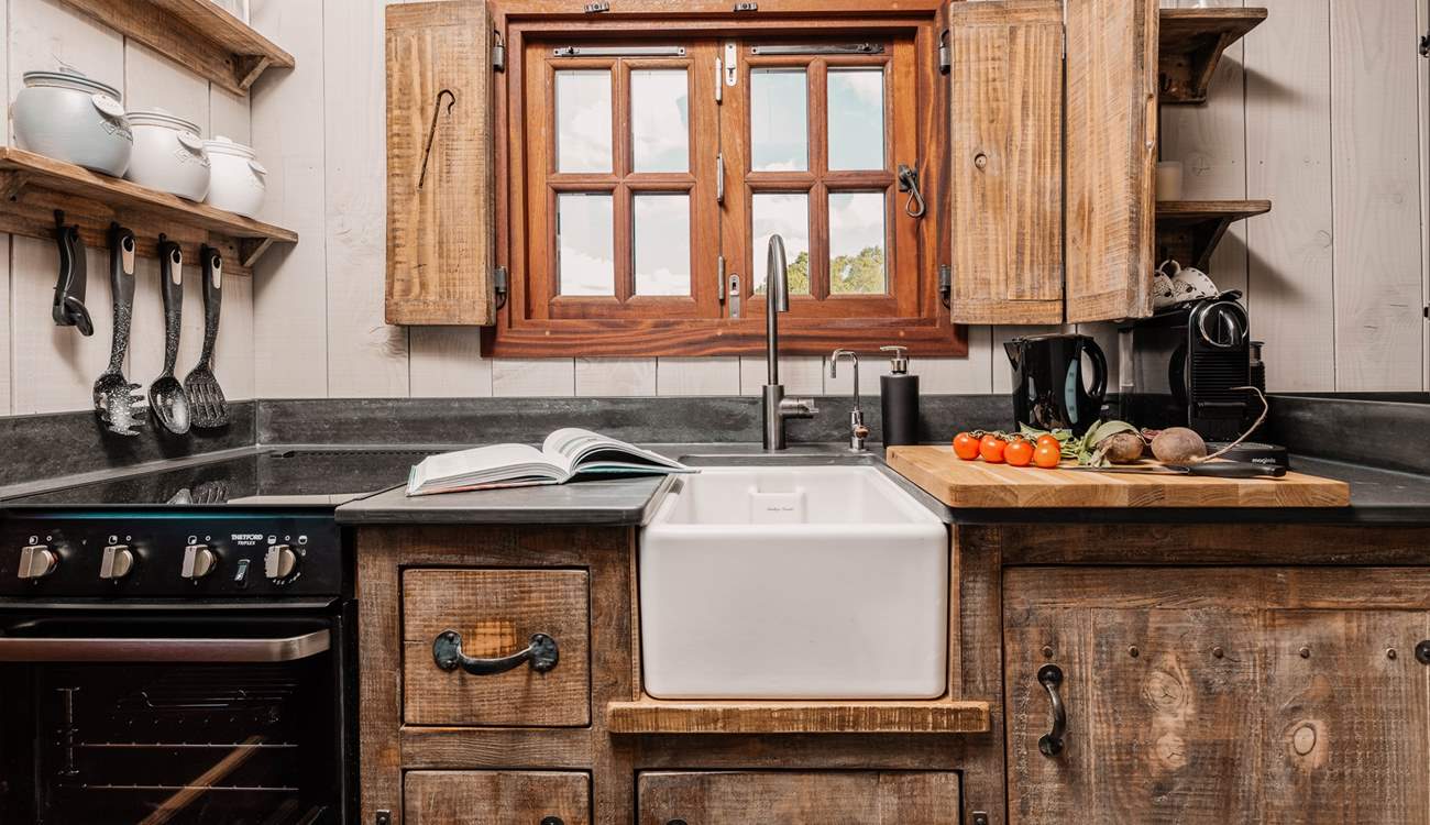 We love the sweet Belfast sink. 