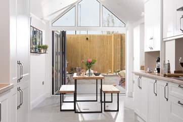 Spacious, bright and airy open plan kitchen/diner.
