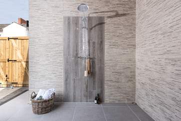 The rather fabulous outside hot shower! Perfect for washing away salty hair and sandy bodies after a day on one of the many beaches Newquay has to offer.