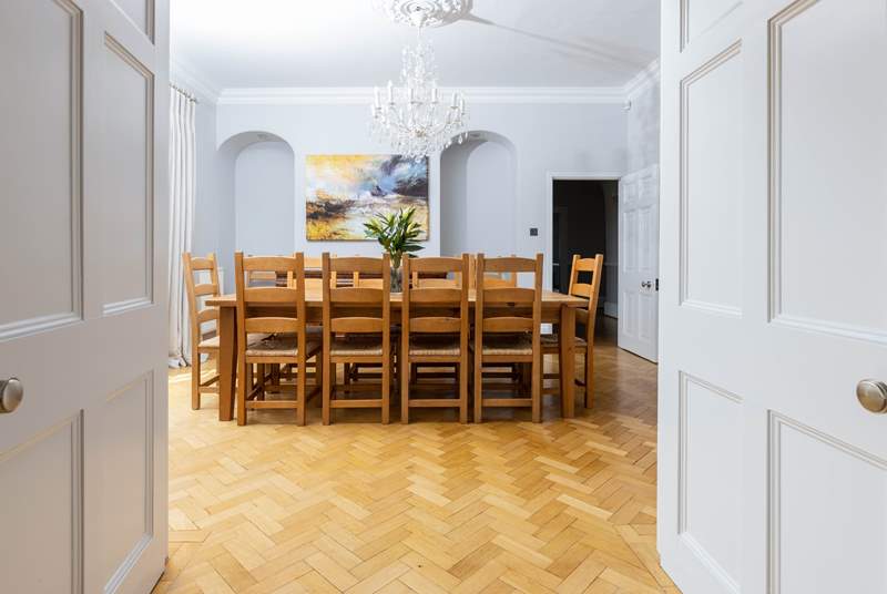 Open up the double doors through to the large dining-room.