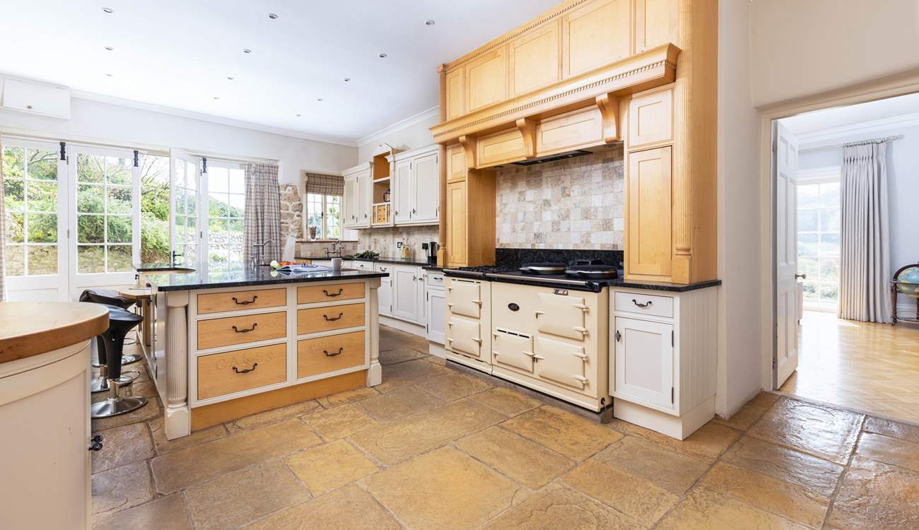 Prepare food in the magnificent kitchen.