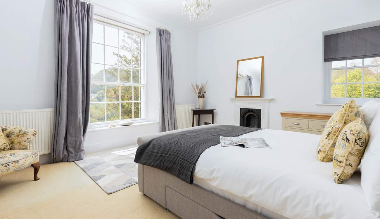 Bedroom two has wonderful views out over the rolling Devonshire hills.