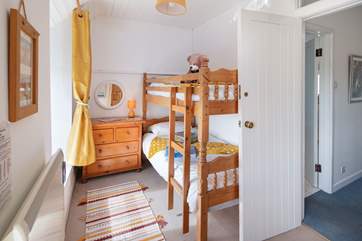 Bedroom 2 is a cheerful room and the bunk-beds have been replaced by a single bed with trundle, both 3' and both quite low to the floor. Photos to follow.
