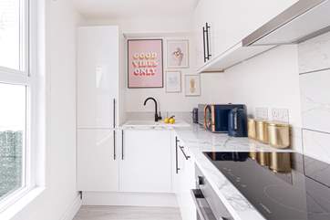 The modern kitchen has everything you will need.