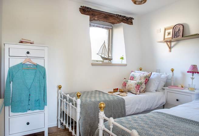 The twin bedded room is on the ground floor of Barn Owl Cottage