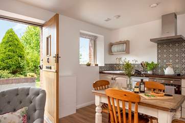 On warmer days, open up the door and enjoy the setting