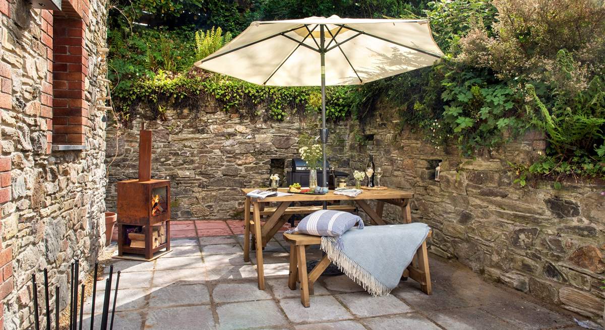 Your private terrace is very sheltered and the log-burner will keep you warm on chiller evenings