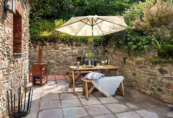 Your private terrace is very sheltered and the log-burner will keep you warm on chiller evenings